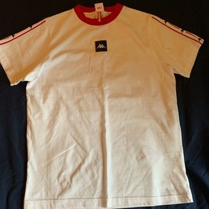men’s red & white kappa tshirt size small